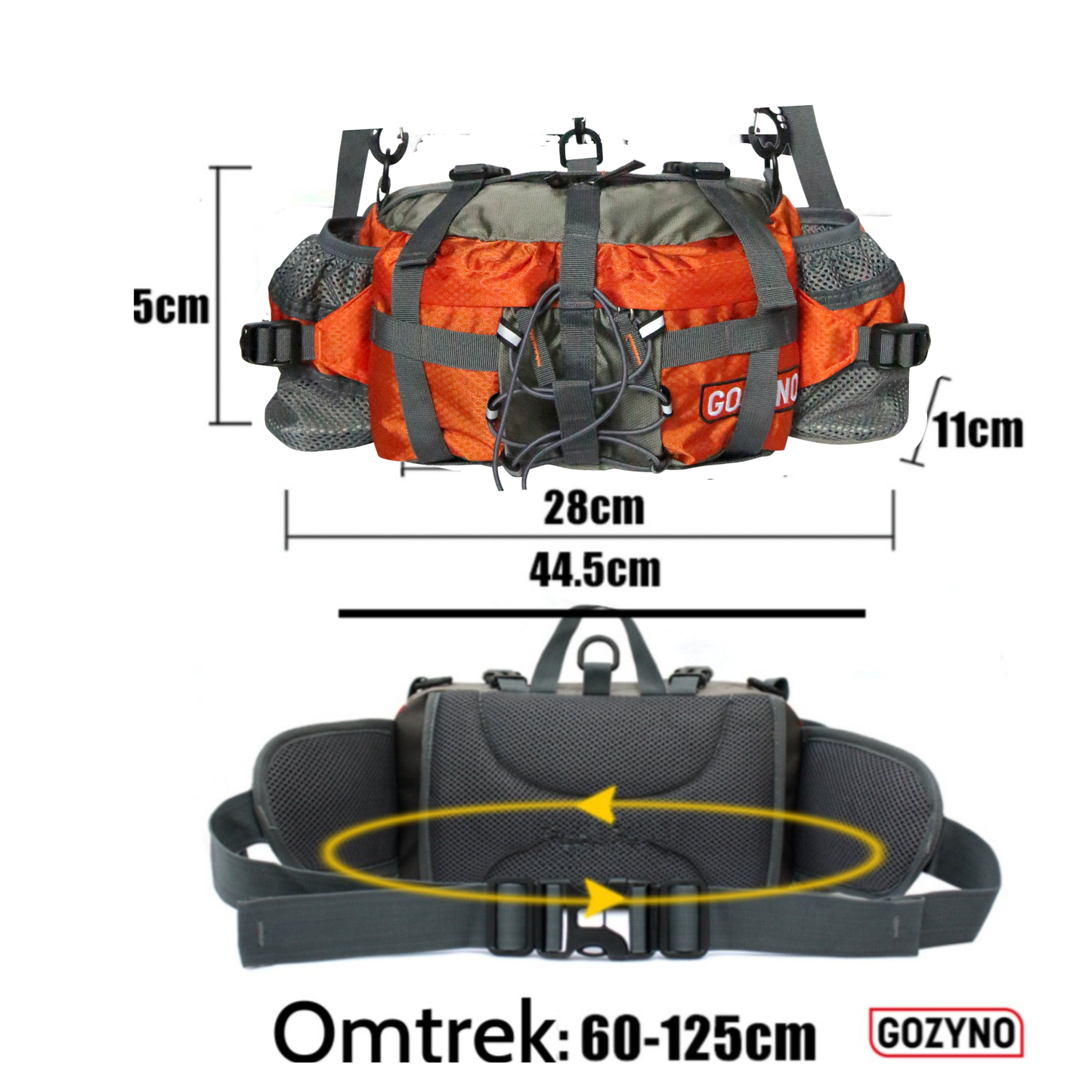 Afmetingen van de Gozyno Easywalker heuptas 