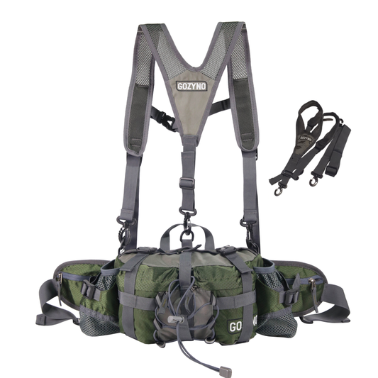 Gozyno Easywalker Gürteltasche - Gozyno Wander-Hüfttasche Grün - Stabiles Modell mit Brustgurt