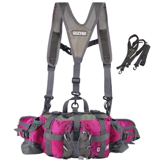 Gozyno Easywalker Gürteltasche - Gozyno Wander-Hüfttasche Rot/Pink – Stabiles Modell mit Brustgurt