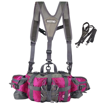 Gozyno Easywalker: Ergonomische Wandeltasche für Langstrecken - Gozyno Wander-Hüfttasche Rot/Pink – Stabiles Modell mit Brustgurt