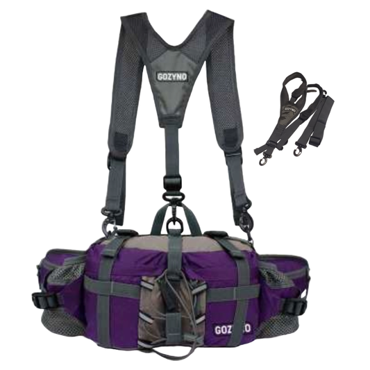 Gozyno Easywalker: Ergonomische Wandeltasche für Langstrecken - Gozyno Wander-Hüfttasche Lila - Stabiles Modell mit Brustgurt